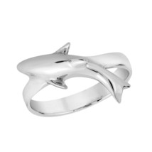 Sleek Fearless Shark .925 Sterling Silver Band Ring-7 - £14.49 GBP