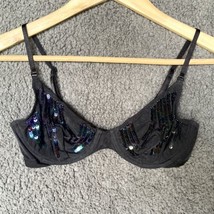 Body By Victoria Secret Demi Black Sequin Push Up Unpadded Underwire Bra 34C - £22.19 GBP