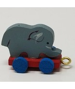 Elephant Birthday Cake Topper Small Wood Gray Red Figure Vintage  - £7.40 GBP