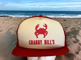 VTG Crabby Bills White Foam Red Mesh Snapback Trucker&#39;s Hat SanSun - £13.20 GBP