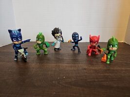 Lot of 6 PJ Masks PVC Toy Figures Cake Toppers Gekko Romeo Night Ninja C... - $366.27 MXN