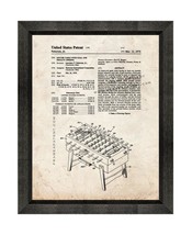 Soccer Table With Goal And Penalty Patent Print Old Look with Beveled Wood Frame - £19.94 GBP+