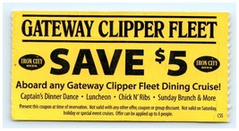 Vintage Gateway Clipper Fleet Iron City Shuttle Pass Coupon - $9.88