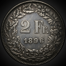 Swiss 1896 2 Fr. Fantasy Medal Restrike – Vintage Plated Numismatic... - $18.28 CAD