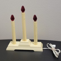 Vintage 3 Light Window Candle Electric Plastic Drip Candelabra Red Bulbs - $21.09 CAD