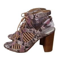 1 State Shoes Womens Size 9.5 Kayya Leather Snakeskin Lace Up Block Heel  - $25.73