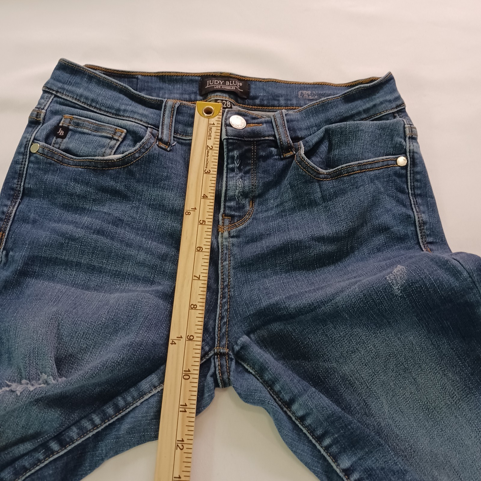 Judy Blue JB8276DK Women's Blue Cotton Blend Distressed Jeans Size 7/28 (29×29) Item image 11