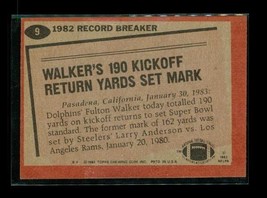 Vintage 1983 Topps Record Breaker Football Card #9 Fulton Walker Miami Dolphins - £3.81 GBP