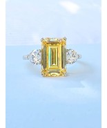 Large Yellow, Blue, or Pink Emerald Cut Gemstone Ring - £35.55 GBP