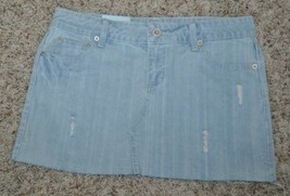 Womens Denim Skirt Jr. Girls SO Blue Distressed Frayed Faded Jean Miniskirt-sz 1 - £9.49 GBP