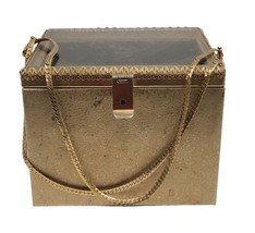 Tyrolean NY Vintage 50&#39;s Golden Box Hand Purse - £78.24 GBP