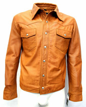 Casual Handmade 100% Lambskin Tan Shirt Formal Men Pure Leather Stylish ... - £83.33 GBP