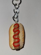 Cute Hot Dog Charm Keychain Clay Food Summer Condiment Picnic Snack Food - £6.79 GBP