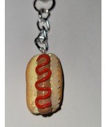 Cute Hot Dog Charm Keychain Clay Food Summer Condiment Picnic Snack Food - £6.71 GBP