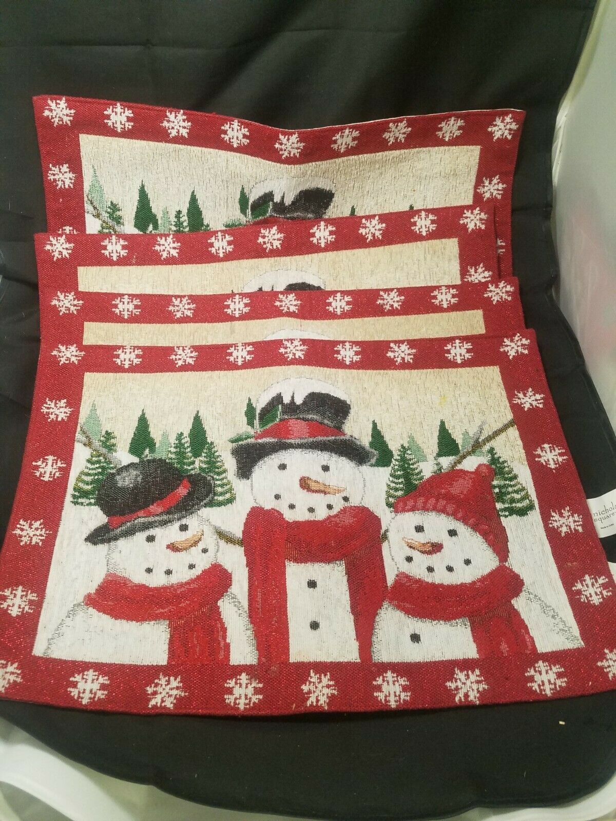 Primary image for NWT Set Of (4) Christmas Holiday Snowman Tapestry Table Placemat