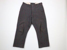Vintage 70s Woolrich Mens 34x28 Distressed Heavyweight Plaid Wool Pants Gray USA - £62.85 GBP