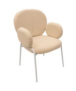 LeisureMod Modern Boucle Dining Chair  Upholstered Seat &amp; Back with Arm... - $230.54 CAD