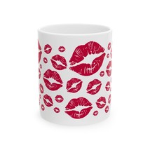 Romantic Kiss Print Ceramic Mug, Perfect for Valentine&#39;s Day Gift, Red K... - $264.67 MXN+