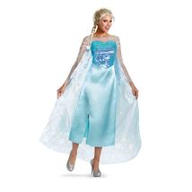 Disney Frozen Elsa Snow Queen Deluxe Blue Glitter Dress Adult Disguise 8... - £48.68 GBP+