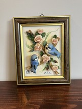 Capodimonte 3D Plaque Bird Floral Hanging Wall Art Vintage Italian Signe... - $197.99