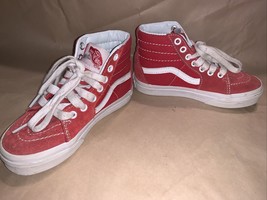 Vans Suede Canvas Hi High Top Red/White Shoes Youth Size 12 Kids Boy Girl.   A5 - $20.79