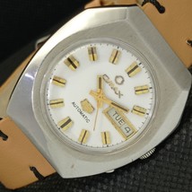 Vintage Omax Automatic Swiss Mens DAY/DATE White Watch 579-a305724-6 - £34.32 GBP
