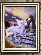 finished picture embroidered with beads &quot;Unicorn&quot;. finished embroidery f... - $145.00