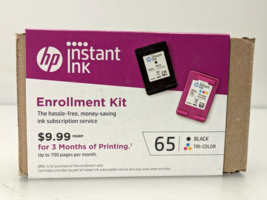 HP Instant Ink Enrollment Ink 65 Black &amp; Tri-Color Ink Cartridge Bundle Kit - $12.73