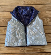 Crew cuts Kids Girls  Reversible Puffer vest size 8 Blue silver AP - $19.79