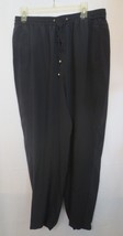 MAGASCHONI Womens Silk Black Pants Size L Elastic waist &amp; cuffs 2 pocket... - $125.00