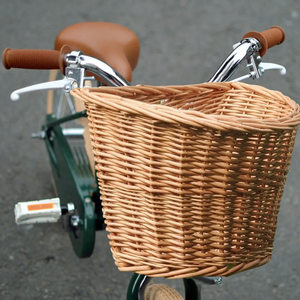 Sporting Bike Basket Waterproof Kids Front Handlebar Rattan Handwoven Bike Baske - £29.64 GBP