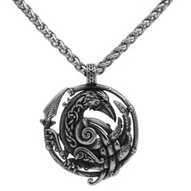 Viking Raven Necklace Stainless Steel Norse Hawk Falcon Pendant with Chain - £19.74 GBP