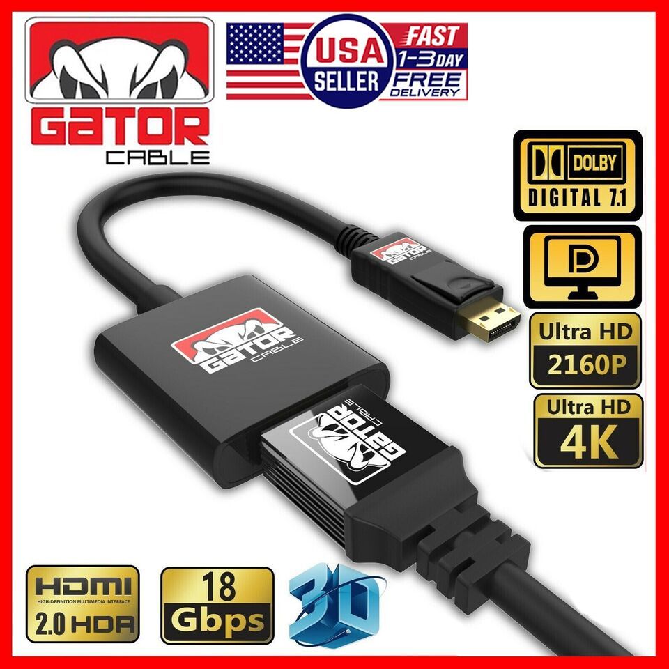 DisplayPort to HDMI Adapter Converter Cable Audio Video Monitor 4K 60Hz ... - $9.99