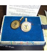 New York City subway transit TOKEN CUFFLINKS gold plated brass w bezel n... - $2,623.98 MXN