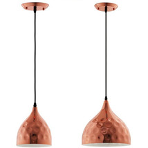 Modern  6.5&quot; Or 11&quot; Dimple Bell Shaped Rose Gold Pendant Light Hammered Detail - £48.72 GBP+