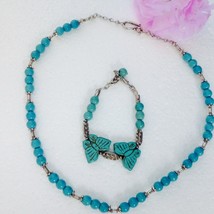 Womens Turquoise Gemstone Beaded Necklace &amp; Bracelet Jewelry sets Jordan New - £38.92 GBP