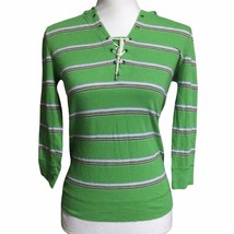 Ralph Lauren Womens Hoodie Top  Size XS Green Stripes Sailor Pullover - £20.03 GBP