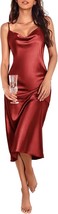 Womens Satin Nightgown Sexy Lingerie Sleepwear Spaghetti Strap Cowl Neck M - $17.89 CAD