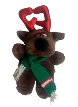 Vtg-9&quot;-1995-90s-Joelson Brown Orange Moose-Green Scarf-Plush Stuffed Animal Toy - £13.74 GBP