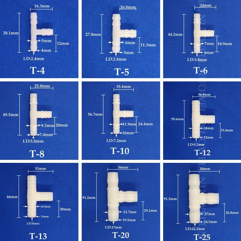 5 200pcs 4 25mm pe plastic tube tee conators aquarium fish tank water a joints air thumb200