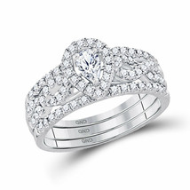 14k White Gold Pear Diamond 3-Piece Bridal Wedding Ring Band Set 7/8 Ctw - £1,661.46 GBP