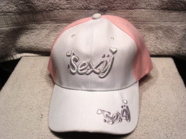 SEXY WOMENS BASEBALL CAP HAT ( WHITE AND PINK ) - £9.06 GBP