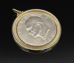 925 Silver - Vintage Linear Textured Edge U.S One Dollar Coin Pendant - PT21703 - £111.66 GBP