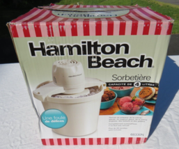 Hamilton Beach Automatic Ice Cream Maker, 4 quart, White #68330N- New op... - $35.63