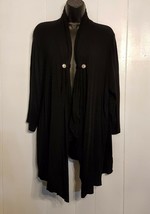 Allura Black Jersey Knit Jacket est. sz Large Open Front Draped Cardigan... - £14.72 GBP