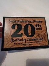 Vintage Plaque 20th Anniversary Special Olympics Floor Hockey Championship Socal - £22.95 GBP