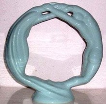 HAEGER Ceramic Art &quot;ETERNITY&quot; Turquoise Blue/Green  Circle of Love Connection - £83.37 GBP