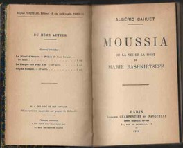 Albert Cahuet Moussia Biography 1926 Marie Bashkirtseff Antique Book - £73.15 GBP