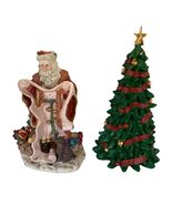Vintage 1970s Resin Christmas Decor Santa and Christmas Tree (Enesco) - $46.81 CAD