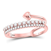 14kt Rose Gold Womens Round Diamond Stackable Heart Ring 3/8 Cttw - £492.81 GBP